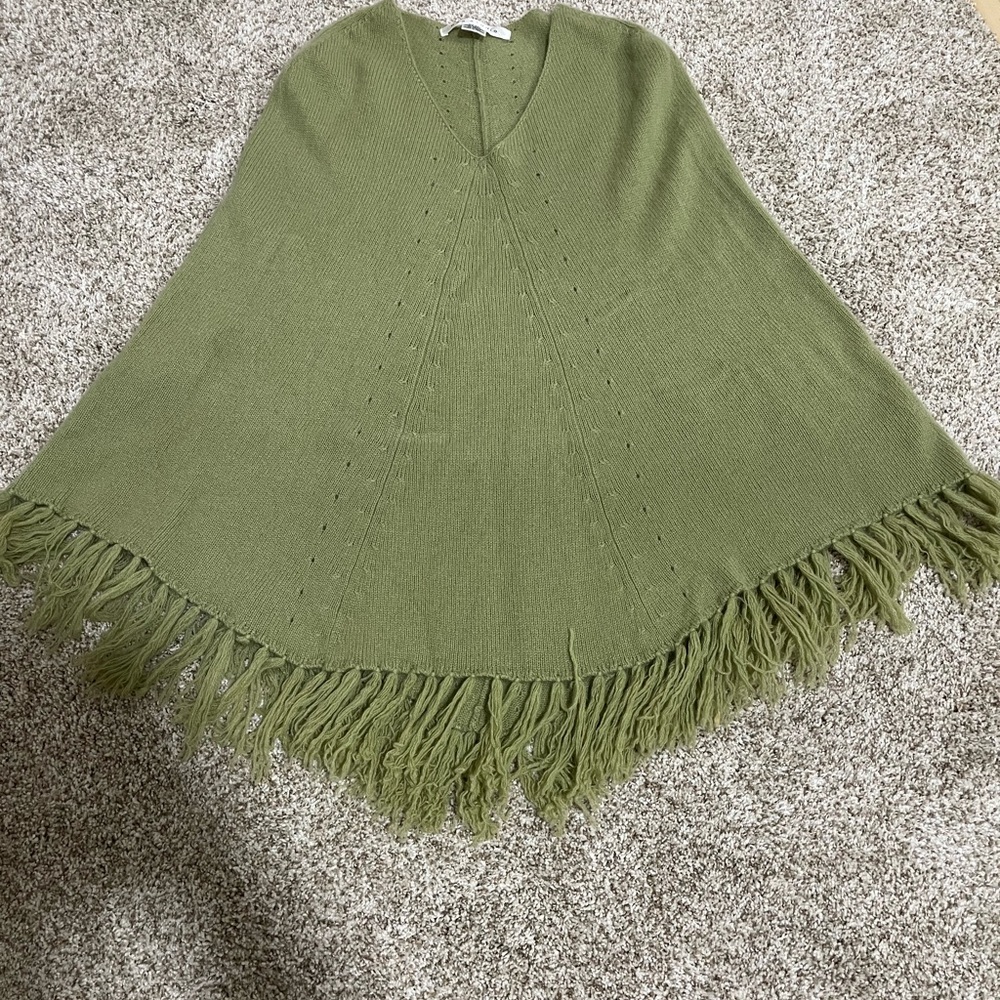 Fringed Cashmere Poncho - Max Studio